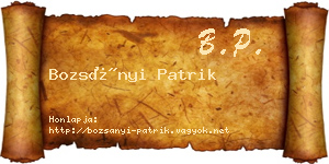 Bozsányi Patrik névjegykártya